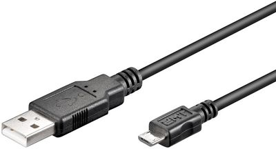 MicroConnect USB A to USB Micro B cable, Version 2.0, Black, 0.6m USB2.0 A - Micro USB B 5P Hi-Speed data transfers of up to 480 Mbps