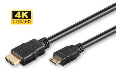 MicroConnect HDMI High Speed mini cable, 1m High speed with Ethernet Full HD 1080p (24 Hz), Gold-plated connectors