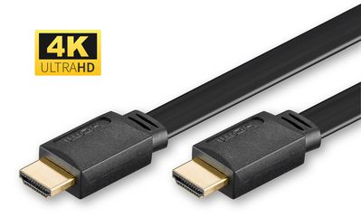 MicroConnect HDMI High Speed flat cable, 1m High Speed HDMI with Ethernet, Gold Plated Connectors, Resolution : 4K Ultra HD 2160p (60 Hz)