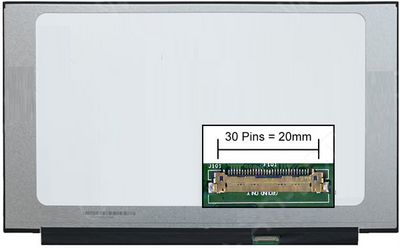 CoreParts 15,6" LCD FHD Matte 1920x1080 -350.7?216.2?3.2mm  w/o metal &bracket LED Screen, 30pins Bottom Right Connector, No Brackets, IPS,