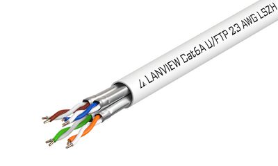 Lanview Cat6a U-FTP Network Cable  4x2xAWG23 LSZH white 500m