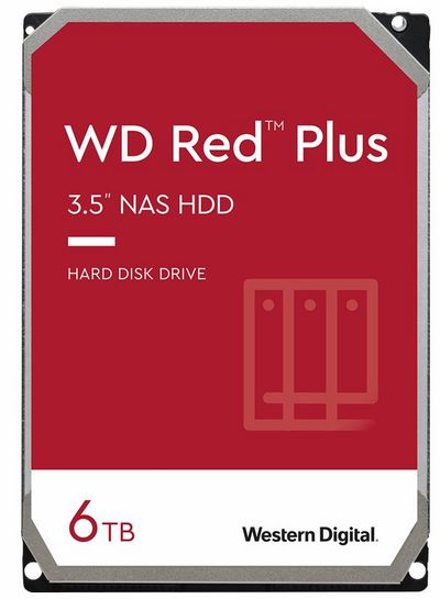 Western Digital WD Red Plus NAS Hard Drive  WD60EFRX - Hard drive 6 TB  internal 3.5" SATA 6Gb/s buffer: 64 MB for My Cloud EX2 EX4 PR2100 PR4100