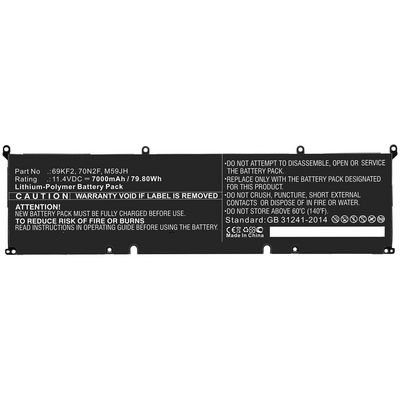 CoreParts Laptop Battery for Dell 69.30Wh 11.55V 6000mAh 69Wh Li-Pol 11.55V 6000mAh Black for DELL Notebook, Laptop Alienware M15 2020
