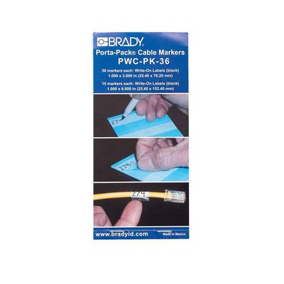 Brady Porta-Pack Wire Marker Books - Write-on Self-laminating Markers 25.40 mm x PWC-PK-36, Transparent, White, Vinyl, 45 pc(s), -40 - 70 ?C,