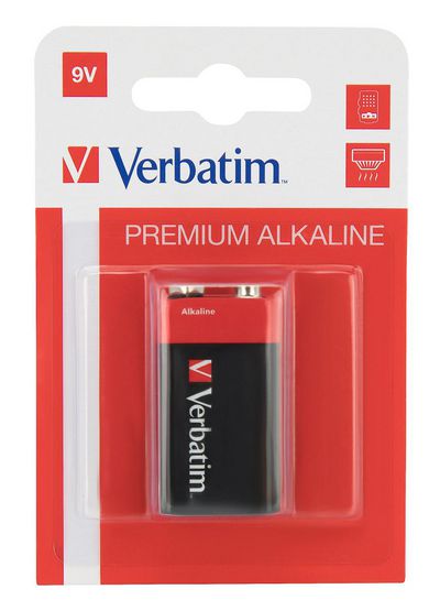 Verbatim ALKALINE BATTERY 9V 1 PACK  (HANGCARD) 9V Alkaline  Batteries, Single-use battery, Alkaline, 9 V, 1 pc(s), Multicolour, 46 g