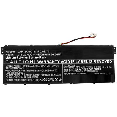 CoreParts Laptop Battery for Acer  50.24Wh 11.55V 4350mAh  50.06Wh Li-Pol 11.25V 4450mAh Black for Acer Notebook, Laptop Aspire 5