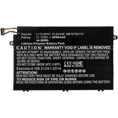 CoreParts Laptop Battery for Lenovo  39.96Wh 11.1V 3600mAh 40W  Li-ion, 11.1V 3.6Ah, Lenovo ThinkPad E14, E15, E490, E580