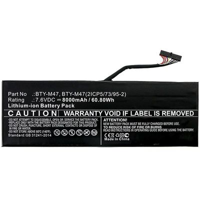 CoreParts Laptop Battery for MSI  60.80Wh 7.6V 8000mAh 61WH  Li-ion 7.6V 8Ah GS40, GS40 6QD, GS40 6QD Phantom