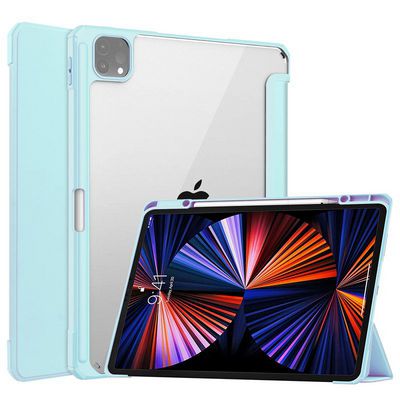 CoreParts Cover for iPad Pro 12.9" 2021 For iPad Pro 12.9-inch 5th  Gen (2021) Tri-fold Transparent TPU Cover Built-in S Pen Holder with Auto Wake