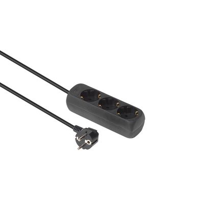 MicroConnect 3-way Schuko Socket 5M Black Without ON/OFF Switch, with child protection