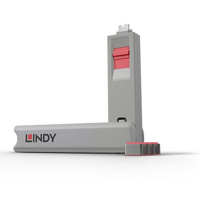 Lindy USB Port Blocker - Packx4 Pink Type C Port Blocker w/Key