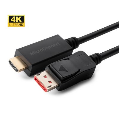 MicroConnect 4K Displayport 1.4 to HDMI  2.0 Cable 10m Supports  4K*2K@60Hz and 3D Black gold plated Support HDCP1.4