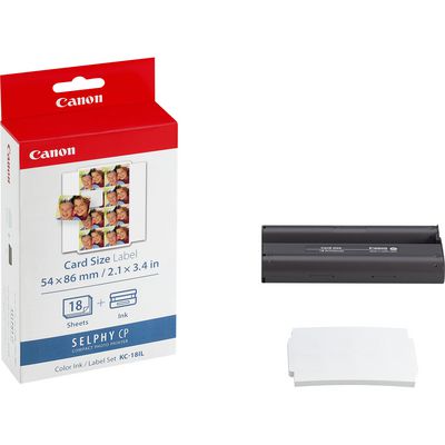 Canon Multi Pack Incl. Ink Paper 18 Sheets KC-18IL Multi Pack Incl. Ink Cartridge + Self-Adhesive 22x17mm Paper 18 Sheets