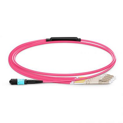 Lanview 8 cores MTP/UPC female to 4   LC/UPC Duplex OM4 cables ,  2m, LSZH Polarity B Fibre Patch Cable Multimode, LSZH, 40G Polarity B,