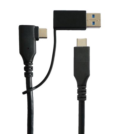 MicroConnect USB 3.2 Gen 1, C Male angled  And A Male/C female adapter  to C male, 1m, Alu housing, Cotton Sleeve