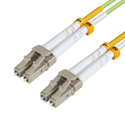 MicroConnect LC/UPC-LC/UPC 15m OM5 Fibre Patch Cable MM Duplex LSZH OD: 2mm, 0.2dB Lime Green