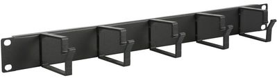 Lanview 1U 19" CABLE ORGANIZER PANEL,  5 HOOK BLACK