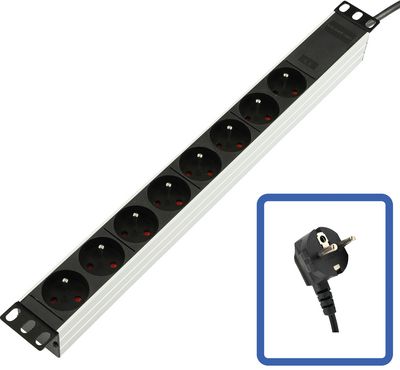 Lanview POWER STRIP 19" - 8 WAY -  FULL ALUMINIUM WITHOUT SWITCH