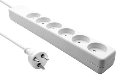 MicroConnect Danish EDB Power Strip 6-way  White 5m cable