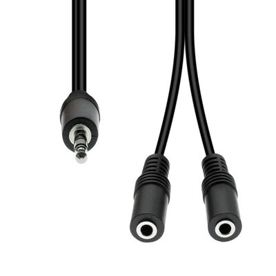 ProXtend 3-Pin to 2x 2-Pin Cable M-F Black 20cm