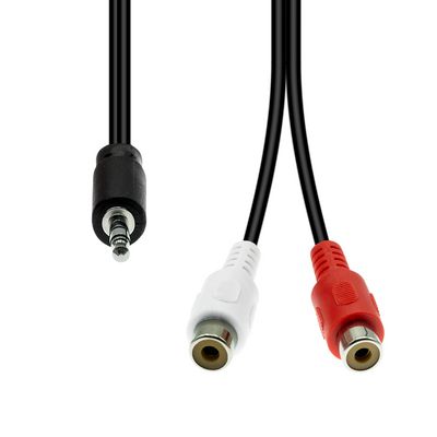 ProXtend 3-Pin to 2 x RCA Cable M-F  Black 20cm