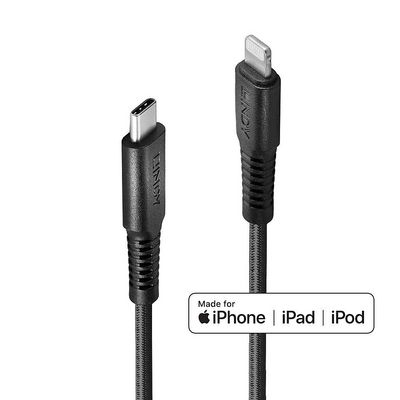 Lindy 31285 Lightning kabel 0,5 m Sort