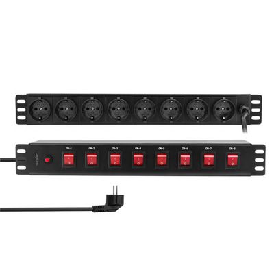 8er Steckdosenleiste 19" PDU 8x Schalter LogiLink Black