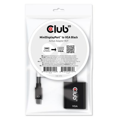 Club 3D CAC-2113 Mini DisplayPort 1.1a til VGA (HD-15) videoadapter Sort