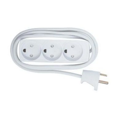MicroConnect 3-way Danish Power Strip 5m Without ON/OFF Switch, with child protection