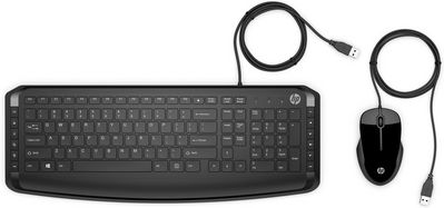 HP Wired Keyboard Mouse 250 EU Pavilion 200, Full-size  (100%), USB, Mechanical, QWERTY, Black, Mouse included