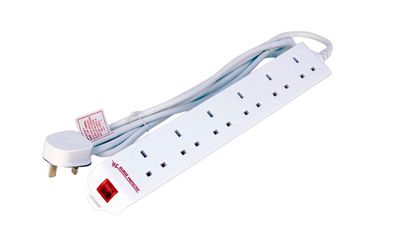 MicroConnect 6 gang UK Surge Protected  Power Strip 5M White 6-way UK  Surge Protected Power Strip 5M White