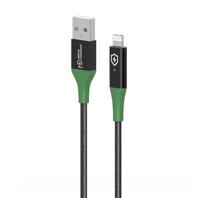 MicroConnect Smart Charge MFI USB-A to  Lightning Cable 2m  Black/Green Smart Charge MFI USB-A to Lightning Cable 2m Black/Green