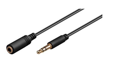 MicroConnect Headphone & AUX Cable, 1m Headphone and audio AUX Ext.  Cable 3.5 mm Minijack Male-Female