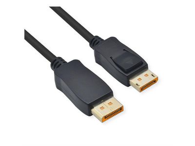 Roline DisplayPort Cable, v2.1, 16K@60Hz, Displayport: Han - Displayport: Han, 80Gbit/s, UHBR20, Sort, 2,0m