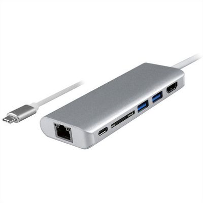 Dockingstation USB Typ C HDMI 4K USB 3.0 / USB 3.2 Gen 1 SD/MicroSD Gigabit Ethernet