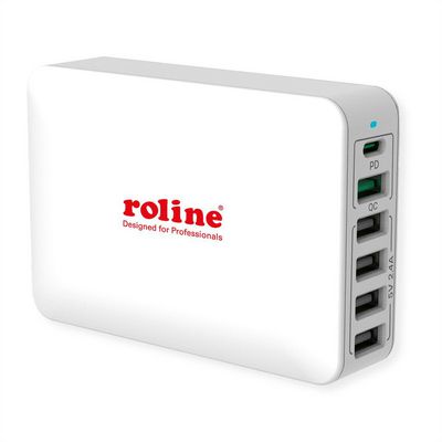 USB Charger 6 Port (4x USB-A 1x USB-C 1x USB-A QC3.0) max. 60W
