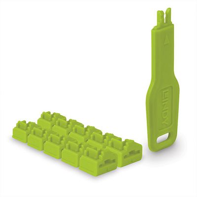 LINDY RJ45 Port Schlösser grün, 10 Stck + 1 Schlüssel