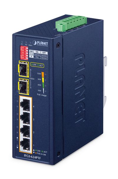 PLANET Industrial 4-Port 100TX+2-Port