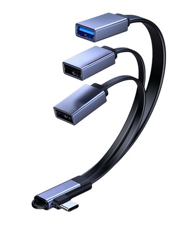 MicroConnect USB-C Angled splitter cable to USB2.0 + USB2.0 + USB3.0 Black