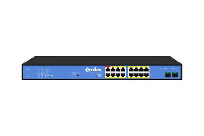 Ernitec Unmanaged Intelligent 16 PoE  Gigabit RJ45 ports, 2 Gigabit  SFP ports