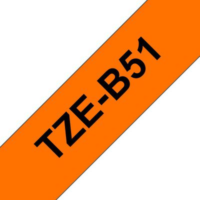 Brother TZE-B51 LAMINATED TAPE 24MM  5M BLACK ON SIGNAL ORANGE