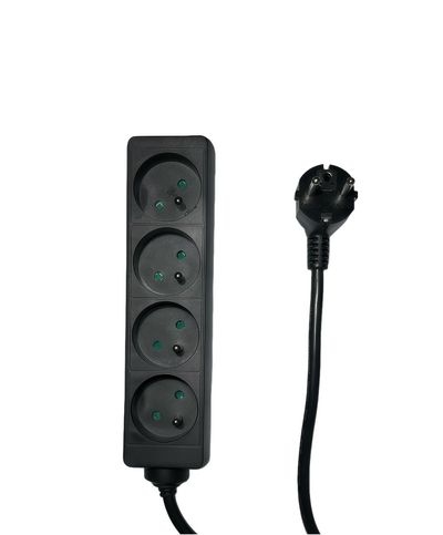 MicroConnect 4-way Power Strip French Type E, 1.5m Black
