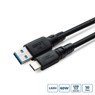 MicroConnect ColorFlex USB-C to USB-A  cable 60W 10Gbps Halogenfree  (LSZH), USB 3.2 Gen 2, 1m