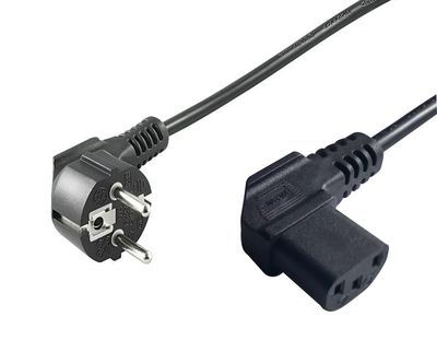 MicroConnect Power Cord CEE 7/7 - C13 1m Angled Schuko/Angled C13 Black H05VV-F3x0.75mm2 CU, Male-Female
