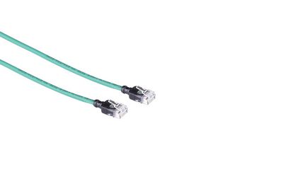 Mercodan KAT6A SLIM UTP 1.5m Patch  cable Green, Halogen-free  LSZH, AWG28 3.7mm dia. Cu copper, Supports PoE++, 60W, max 50 meters