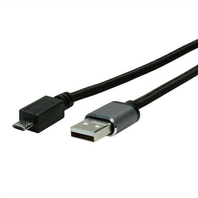 Roline USB 2.0 KABEL, REVERSIBLE, USB-A: HAN - USB-MICRO B: HAN, 3,0M, SORT