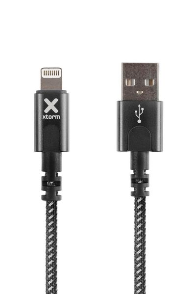 Xtorm Lightning kabel, USB-A: Han -  Lightning: Han, , 1,0m sort,  nylon