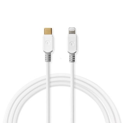 Nedis USB 2.0 APPLE LIGHTNING  KABEL, MFI GODKENDT, USB-C:  HAN - LIGHTNING, HAN, 2,0M, HVID