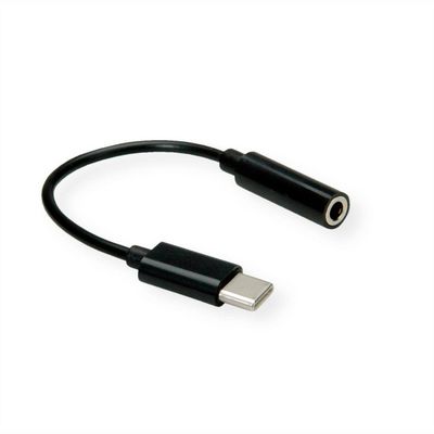 Value USB Type C to 3.5mm Audio  Converter Kabel, USB-C: Han -  Minijack: Hun, Sort, 0,13m