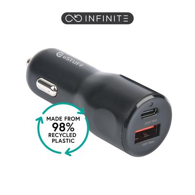 eSTUFF INFINITE Car Charger 38W. 1 x  USB-C + 1 x USB-A